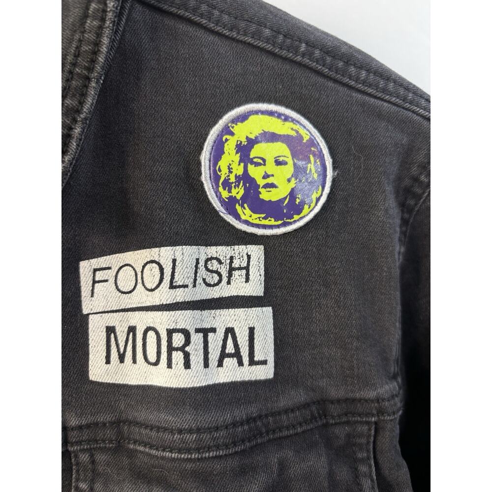 Disney Haunted Mansion Madame Leota Foolish Mortal Black L Denim Jacket Patches - Picture 4 of 12